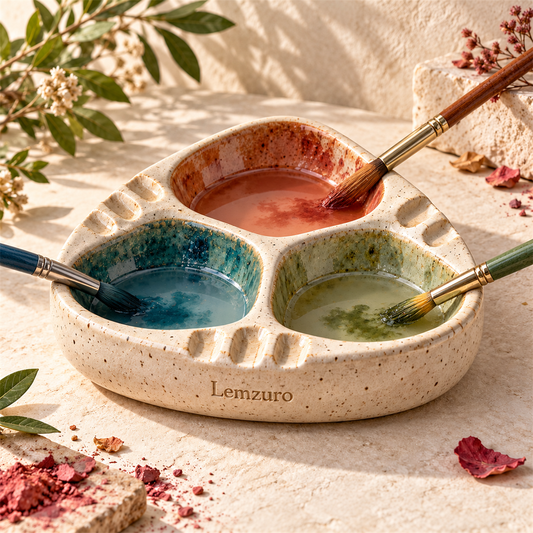 Lemzuro Ceramic Triple Mixing Palette main textile view