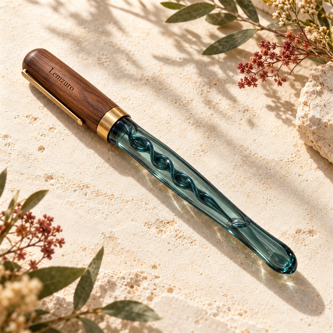 Lemzuro Glass Dip Pen detail and room view