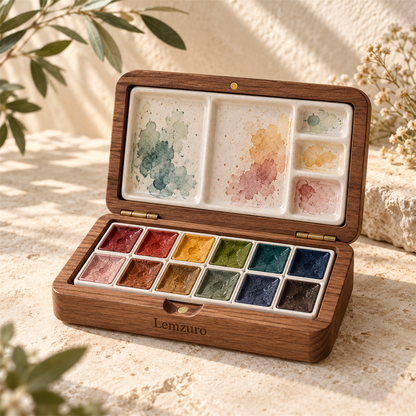 Lemzuro Walnut Artist Box detail and room view